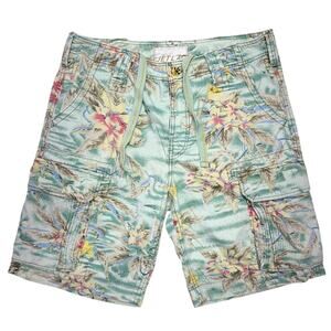 Jet Lag Cargo Shorts 36 Mens Hawaiian Organic Sanforized Baggy Heavy Y2K Resort